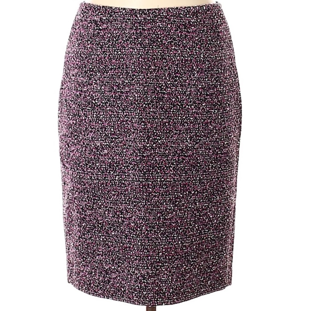 NWT Calvin Klein Black White Pink Tweed Pencil Skirt Sz 4